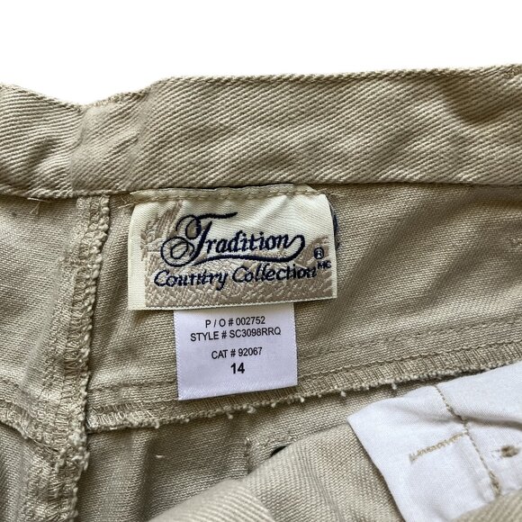 Tradition Country Collection Jean Shorts Vintage 90s Embroidered Beige Denim - Picture 5 of 6